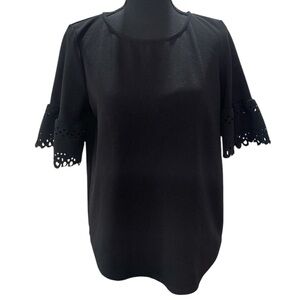 Moa Moa Black Ruffled Boxy Blouse